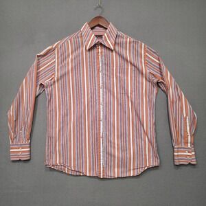 7 Diamonds Men's Orange Striped Long Sleeve Button Up Shirt Size XL